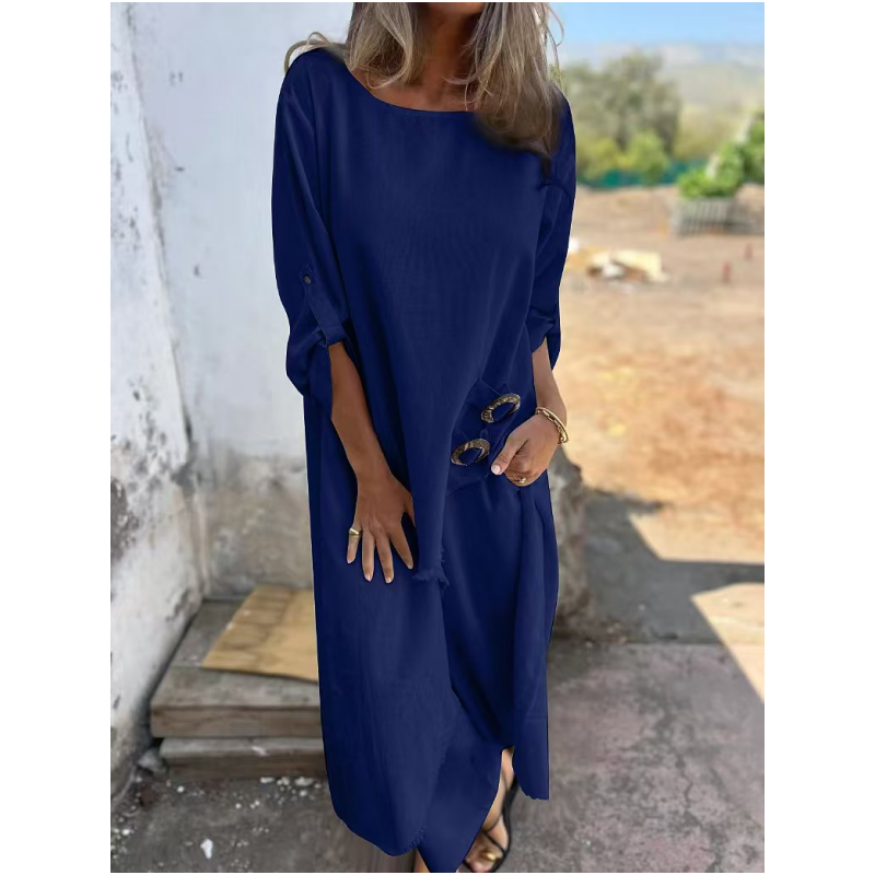 Neues Baumwoll-Leinen-Kleid + Hose - Bequemes Zweiteiler-Set