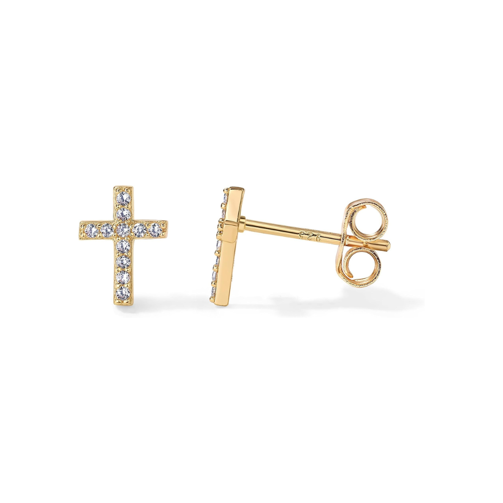 Pavé Kreuz-Stecker | Gold