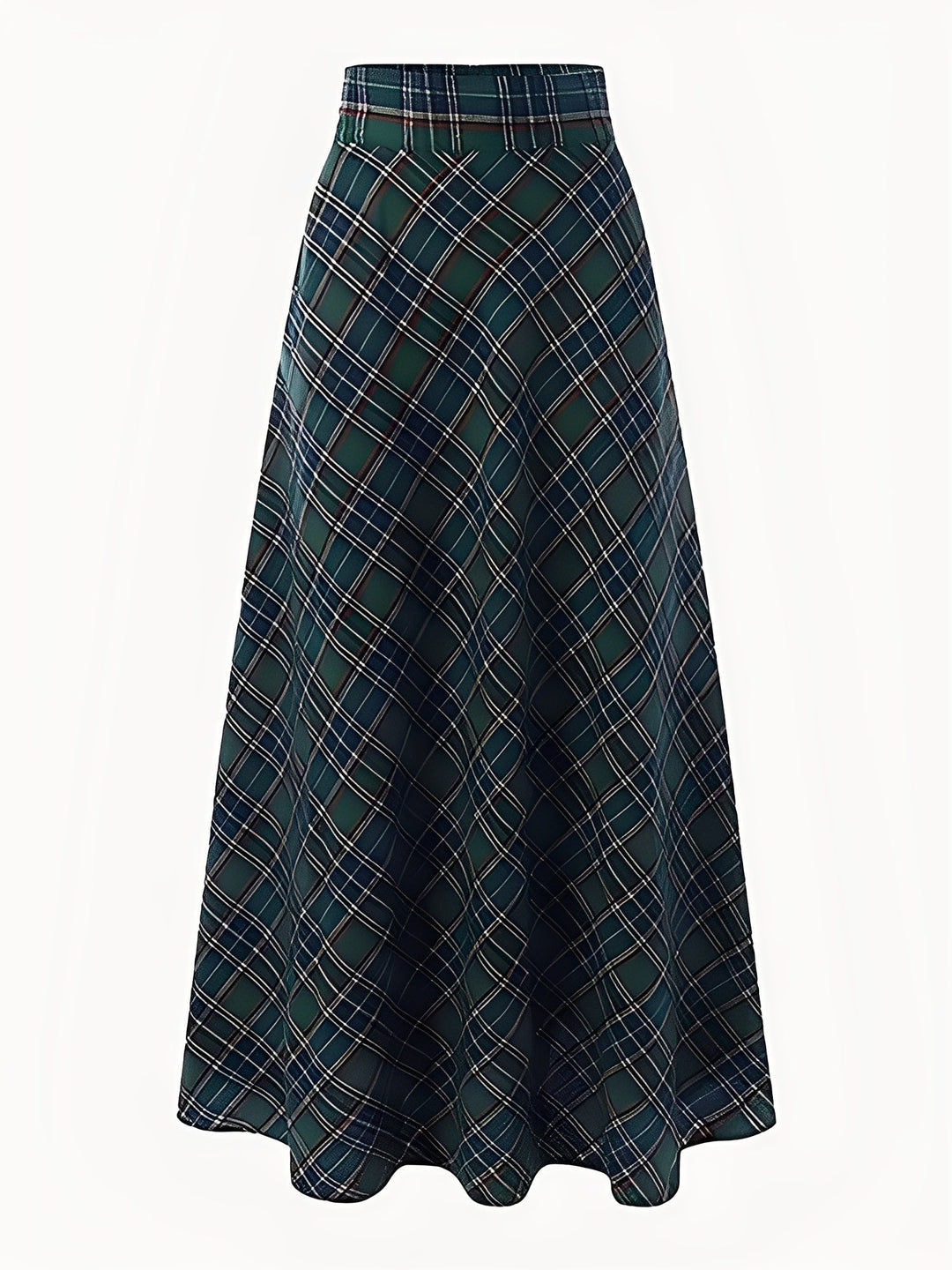 Stylish Maxi Skirts for Women with Plaid Pockets A-Line Holiday Style