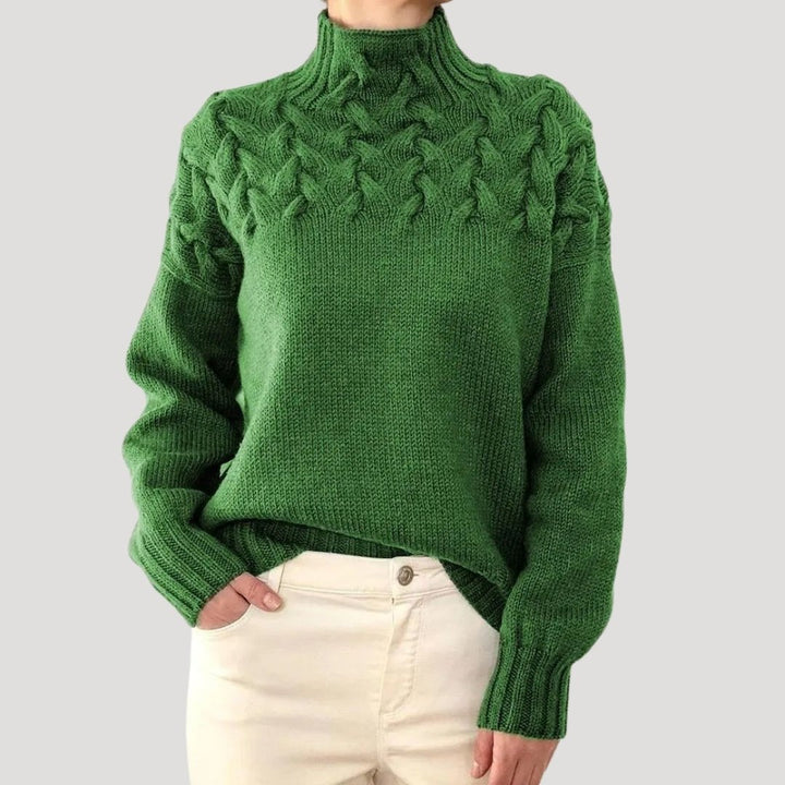 Effortless Sweaters for Women with Cable Knit Turtleneck Pullover Relaxed Fit