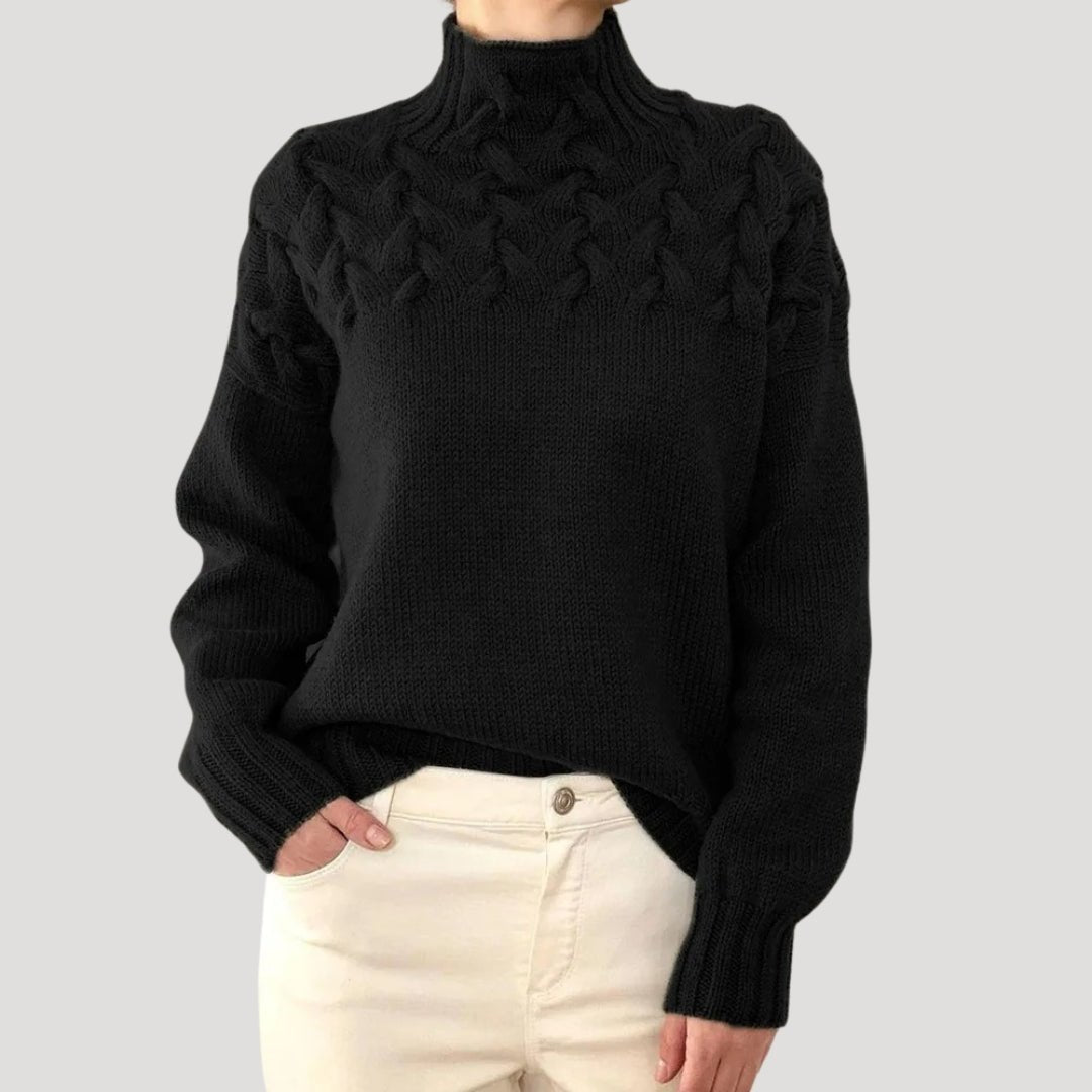 Effortless Sweaters for Women with Cable Knit Turtleneck Pullover Relaxed Fit