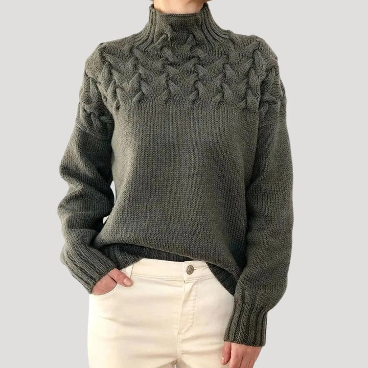 Effortless Sweaters for Women with Cable Knit Turtleneck Pullover Relaxed Fit