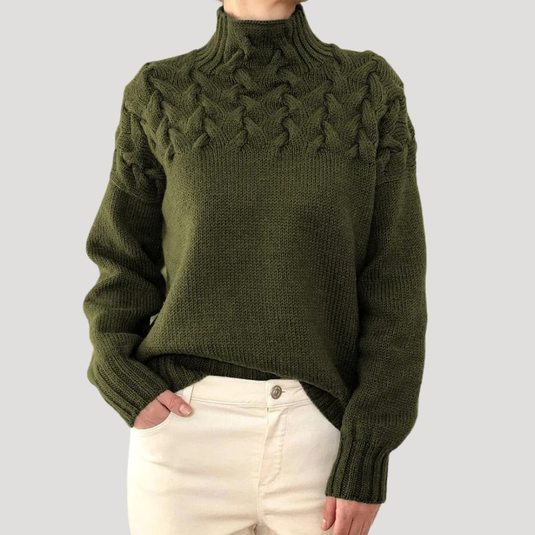 Effortless Sweaters for Women with Cable Knit Turtleneck Pullover Relaxed Fit