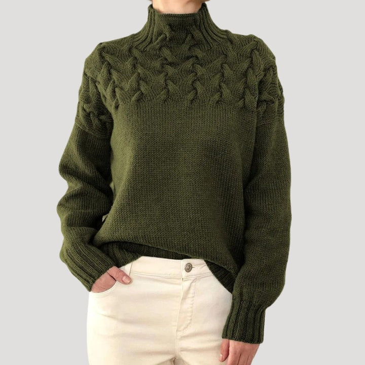 Effortless Sweaters for Women with Cable Knit Turtleneck Pullover Relaxed Fit
