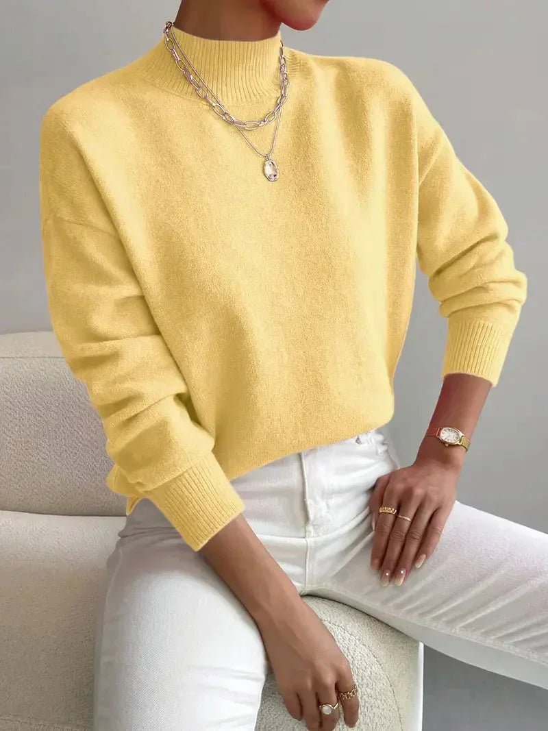 Effortless Sweaters for Women with Mock Turtleneck Relaxed Fit Long Sleeve