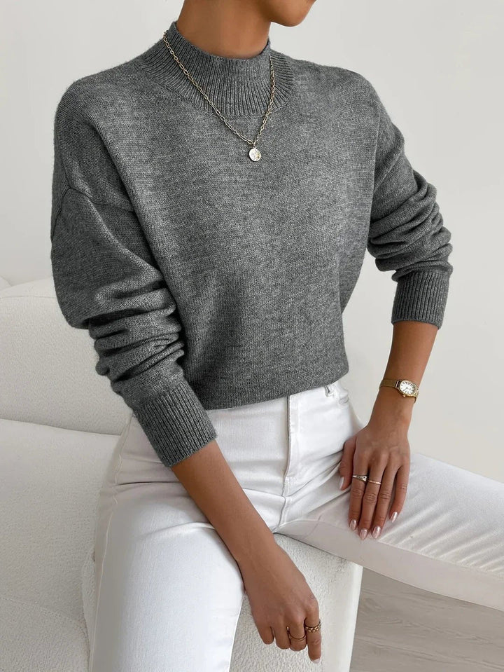 Effortless Sweaters for Women with Mock Turtleneck Relaxed Fit Long Sleeve