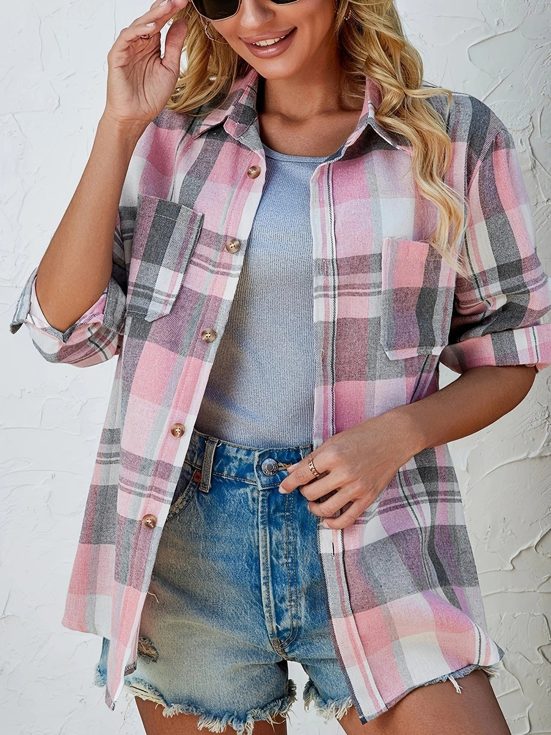 Effortless Plaid Flannel Cardigan Sweater for Women with Open Front Oversized Long Sleeve Shirt