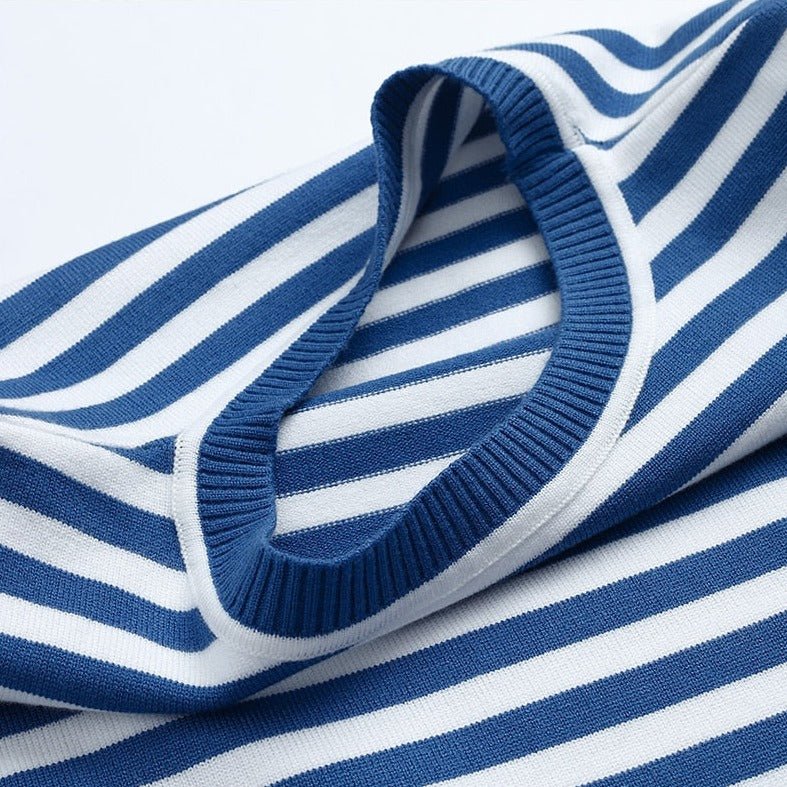 Effortless Sweaters for Women with Nautical Stripe Crew Neckline Relaxed Long Sleeve Style