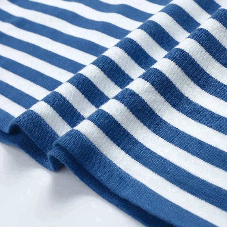 Effortless Sweaters for Women with Nautical Stripe Crew Neckline Relaxed Long Sleeve Style