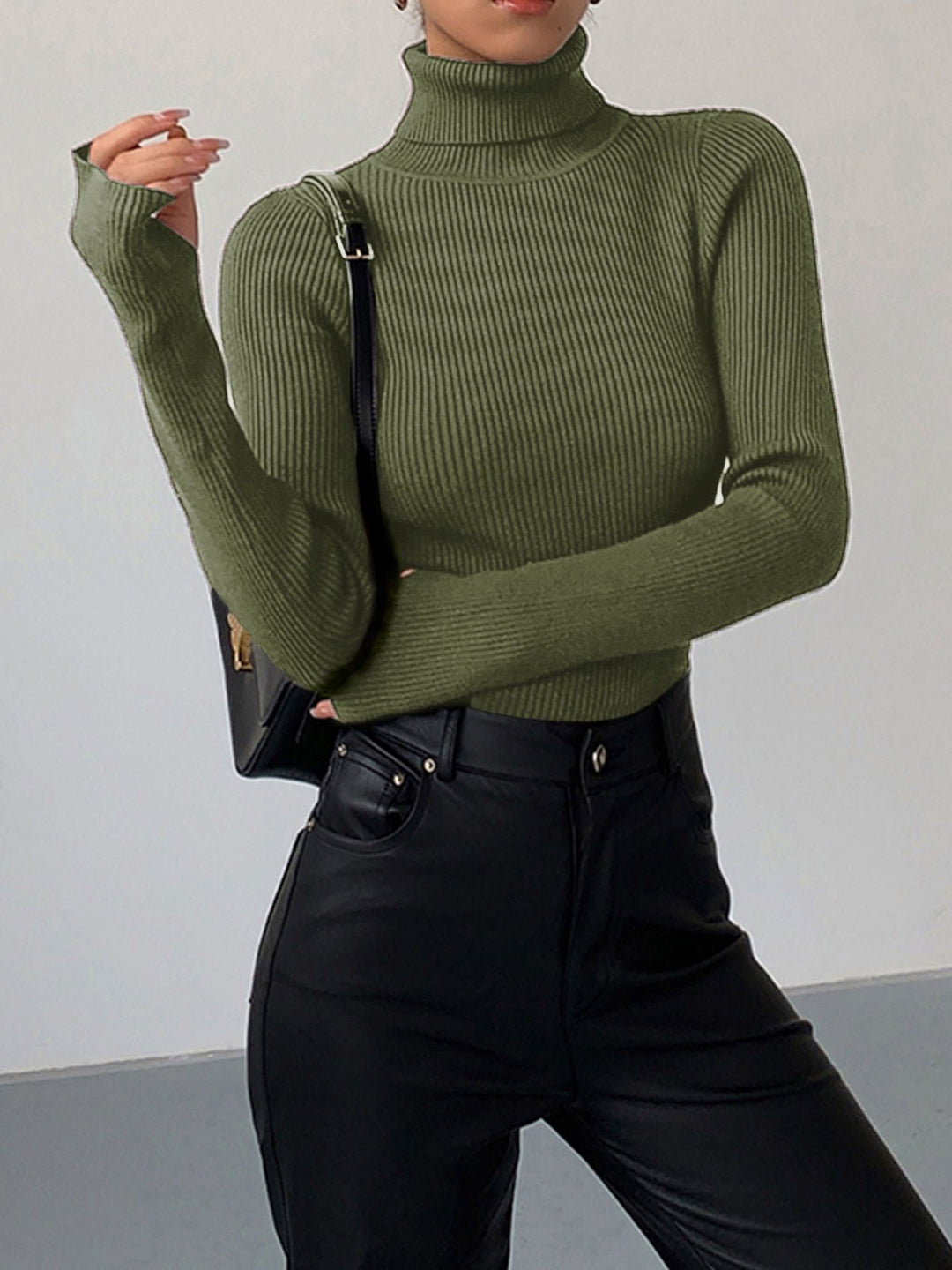 Effortless Sweaters for Women with Ribbed Turtleneck Lightweight Knit